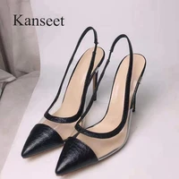kanseet sexy pointed toe party prom womens sandals patchwork 2021 summer super high heels shoes female footwear large size 45