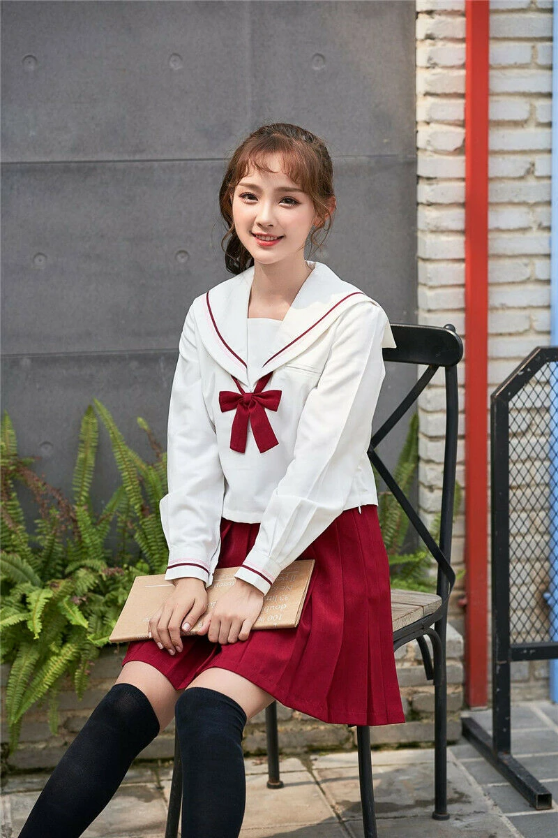Новая японская школьная форма матроска JK Girls блузка с длинным рукавом +