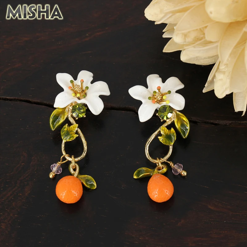 MISHA модные серьги для женщин высококачественное глянцевое покрытие оранжевые дизайнерские серьги для девочек ювелирные изделия для праздничный свадебный подарок L-92