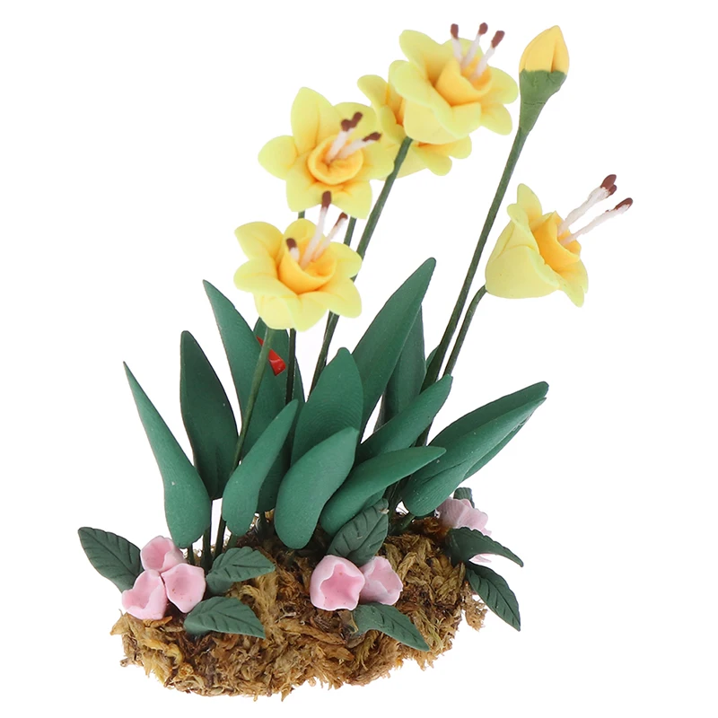 

1Pc 1:12 Dollhouse Miniature Garden Ornament Green Fake Plant Flower flower bush Special designed for Dollhouse Garden Accessory