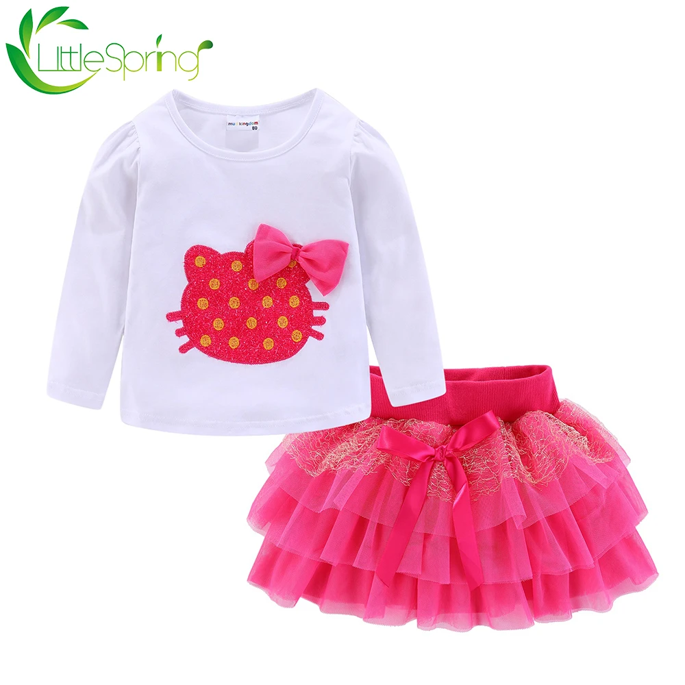 LittleSpring/комплекты одежды для маленьких девочек футболка с длинными рукавами и