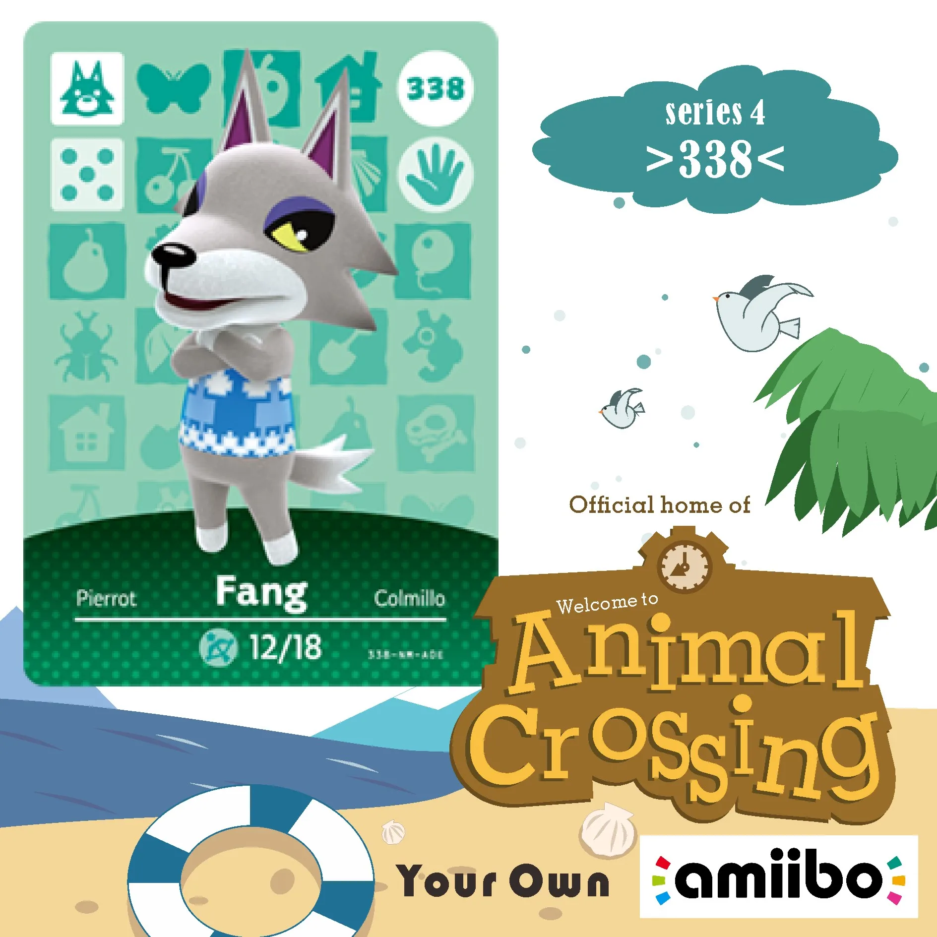 338 скрещивание животных Fang Amiibo Card переключатель Rv Добро пожаловать Villager New Horizons
