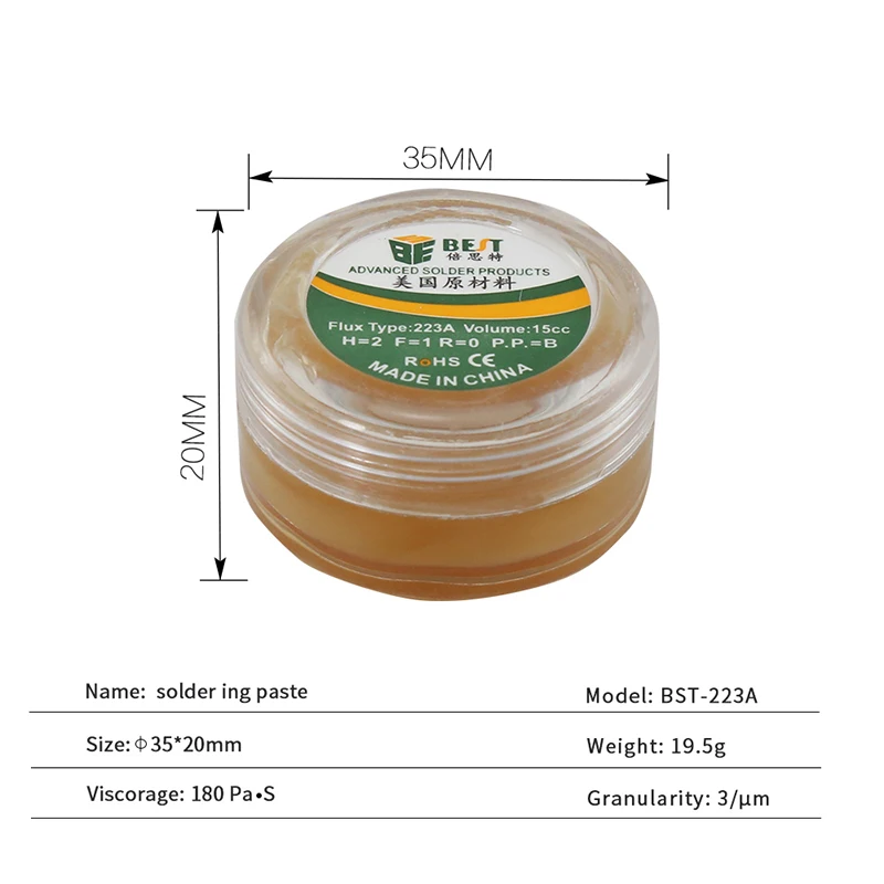 

BEST-223A 15CC Environmental Soldering Flux Paste Tin Solder Paste Welding Solder for Soldering iron Circuit