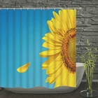 Водонепроницаемая штора для душа с рисунком подсолнухов, занавеска для ванны с 3d принтом, с крючками, для ванной из полиэстера, домашняя занавеска для ванны