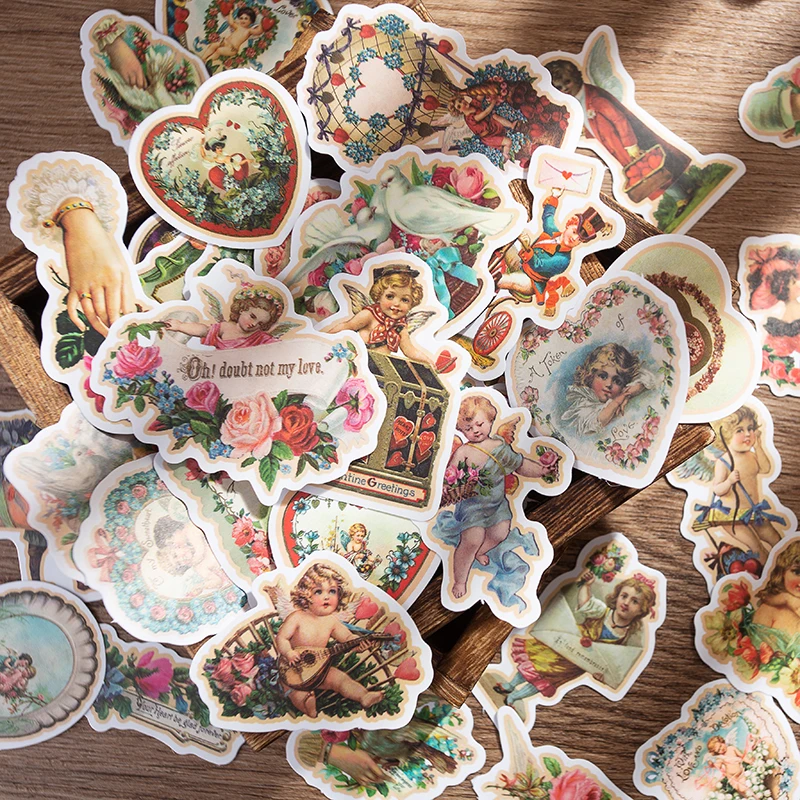 

Vintage Small Girl Stickers DIY Creative Junk Journal Scrapbook Ablum Decorative Aesthetic Sticker Label Material Paper