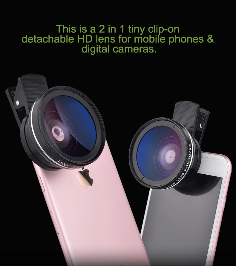 

Camera Lens Kit 0.45X Super Wide Angle Lens with 12.5X Macro Lens For iPhone 11 1 Samsung Galaxy S9 Mobile Phone Lens