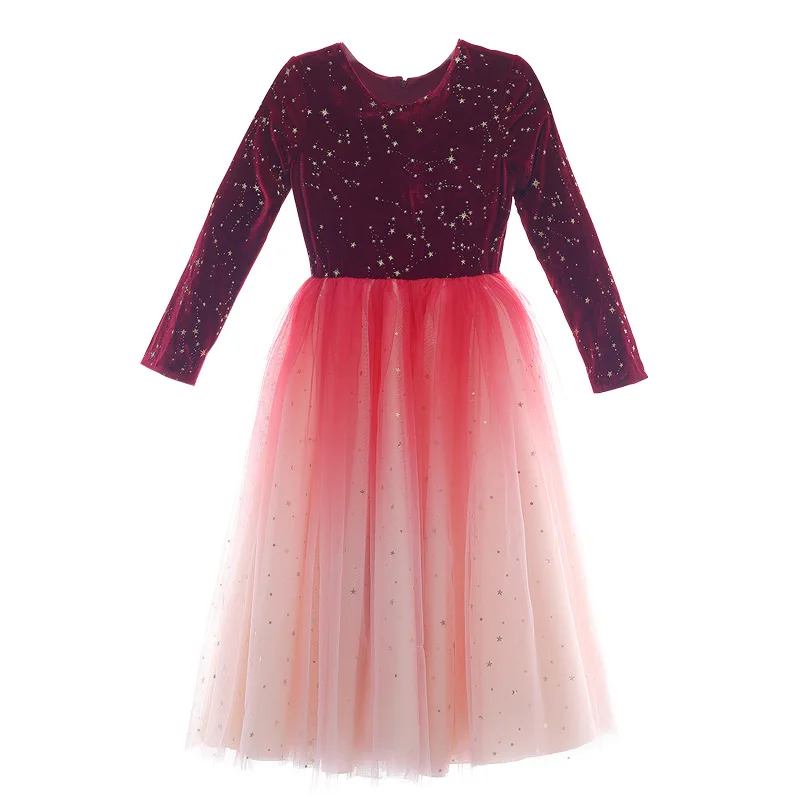 Вечернее и свадебное платье для девочек принцессы с длинным рукавом | Детская