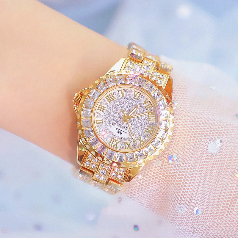 

Watches Woman 2021 Famous Brand Crystal Fashion Quartz Ladies Wrist Watches Diamond Rose Gold Women Wristwatch Reloj Mujer 2021