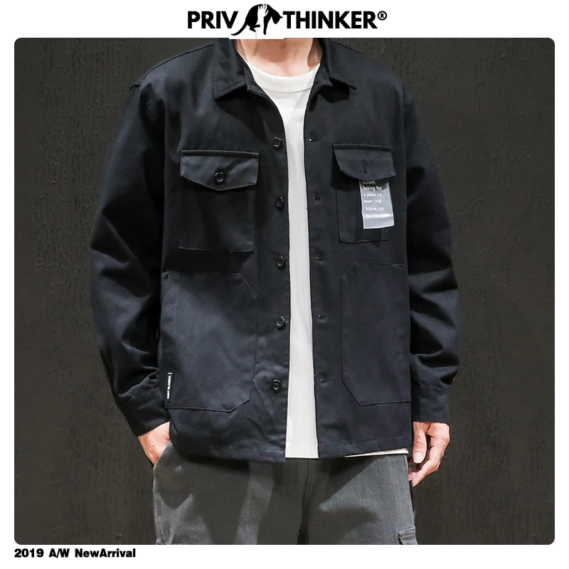 Privathinker Япония карманы сафари стиль Мужские куртки 2020 хип хоп Уличная Мужская