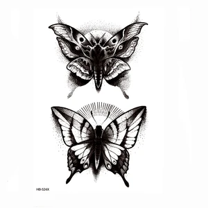 Временная татуировка с черной бабочкой, наклейки для боди-арта, рукава для татуировки, временная татуировка наклейки для мужчин