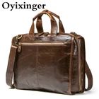 OYIXINGER высокое качество воловья кожа мужской портфель из натуральной кожи сумки для 15 дюймов ноутбука Роскошные Большие вместительные мужские сумки на плечо