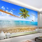 3d наружные настенные фрески красивый морской пейзаж кокосовое дерево любовь Дельфин настенная бумага украшение дома