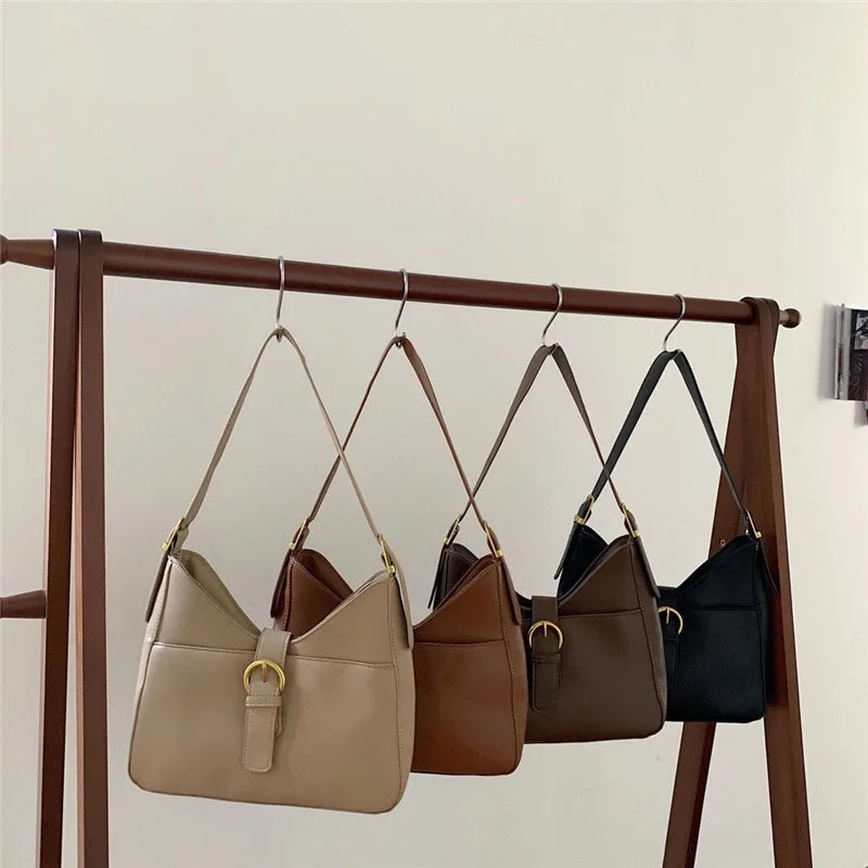 

[EAM] Women New Vintage High Quality PU Leather Flap Personality All-match Crossbody Shoulder Bag Fashion Tide 2021 18A1317