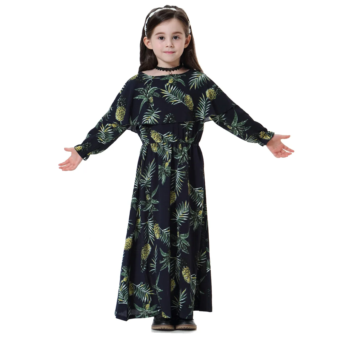 Мусульманское детское Молитвенное платье с оборками, длинное платье, кафтан, яркая Женская одежда, мусульманская Мода