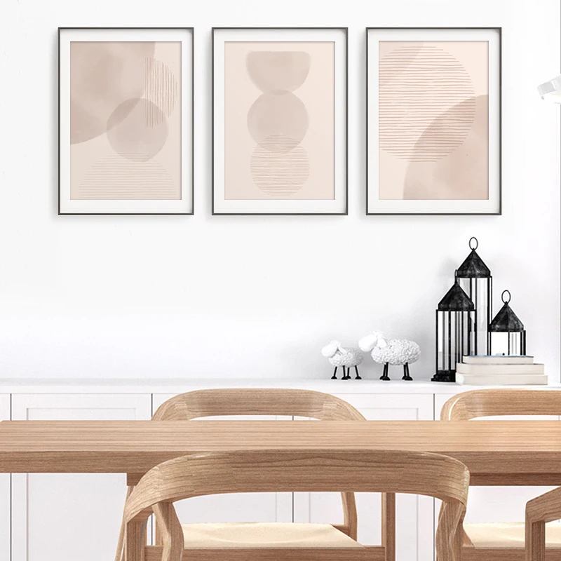 

Abstract Circle Line Poster Modern Mid Century Canvas Painting Boho Geometric Wall Art Print Picture for Living Room Home Decor