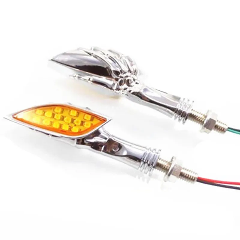 Motorcycle Skull Hand LED Turn Signal Lights Amber Blinker For Harley Honda KTN Touring Dirt bikeScooter Offroad |