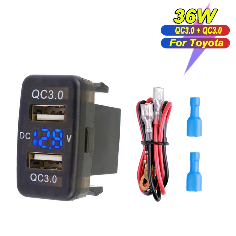 

QC3.0 автомобильное зарядное устройство с двойным USB QC 36 Вт 12-24 В вольтметр светодиодный Автомобильный дисплей напряжения адаптер питания для ...