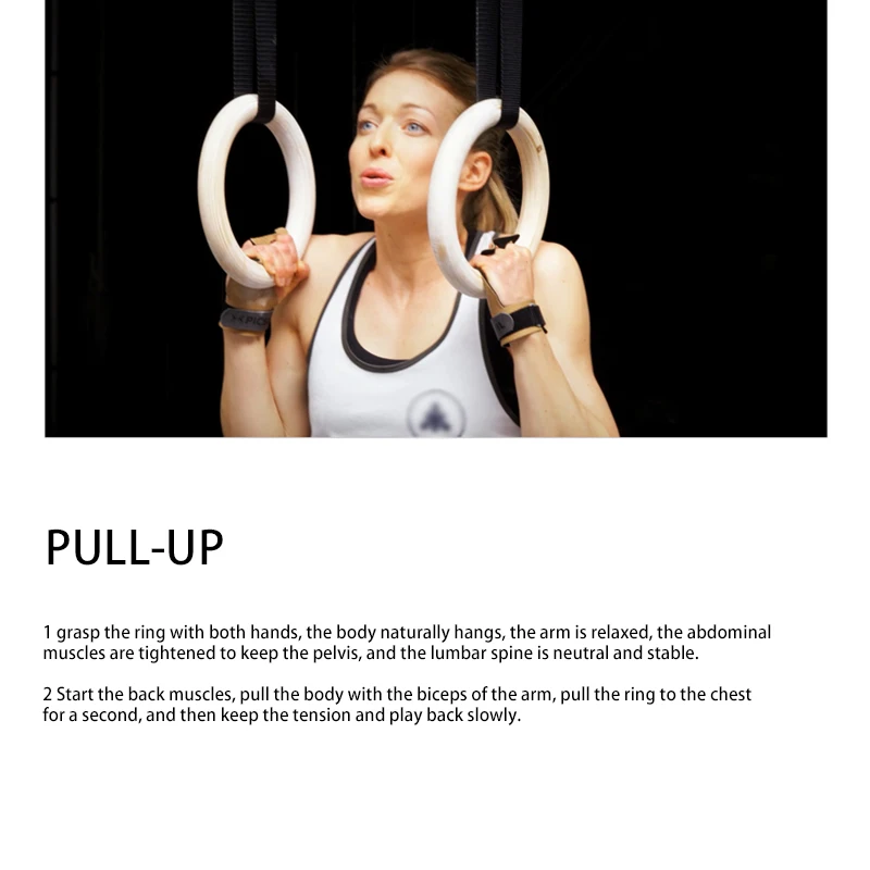 

1Pair Wooden Exercise Ring Portable 28mm Exercise Fitness Adjustable Multi-purpose Durable Fit Pull Muscle Gymnastic Ring Pushup