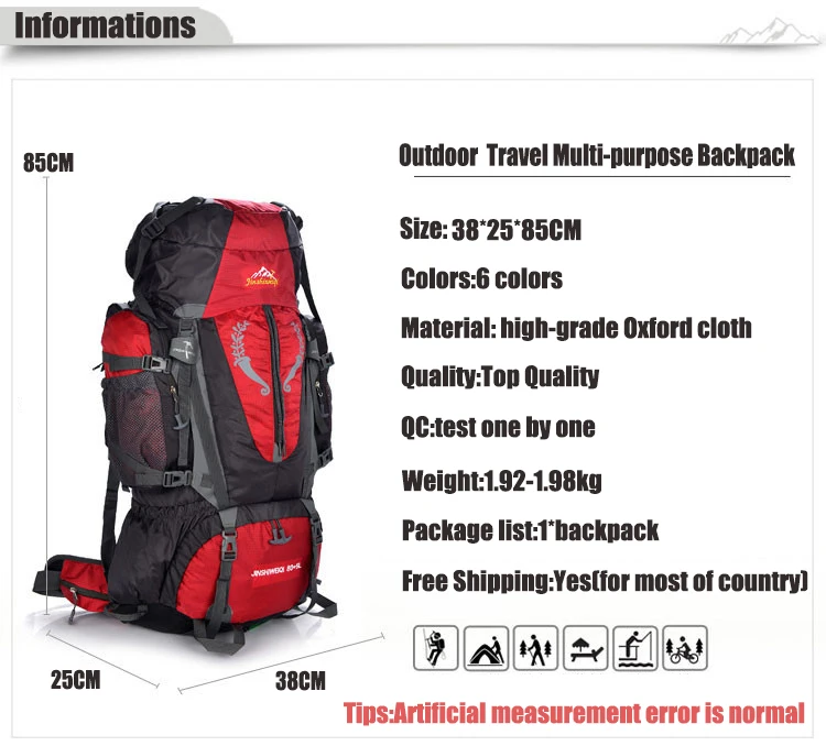 2022 Hot Large 85L Outdoor Backpack Unisex Travel Multi-purpose climbing backpacks Hiking big capacity Rucksacks camping bag (art.: 7ac068e6a) - 7ac068e6a