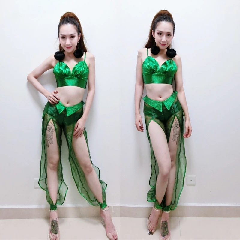 

Ds Costumes Female Singer Atmospheric Nightclub Dj Stage Outfit Sexy Green Lantern Trousers Performance Clothing Stage Costume