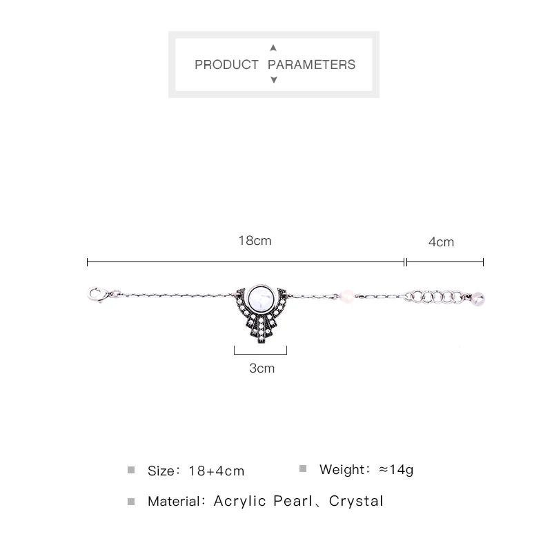 Богемный Винтажный серебряный Регулируемый акриловый браслет для женщин