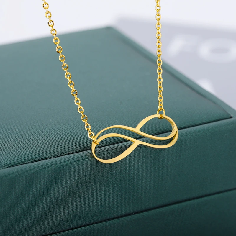 

Simple Infinity Hollow Necklaces For Women Stainless Steel Gold Aesthetic Pendant Choker Necklaces Couple Jewelry Accessories
