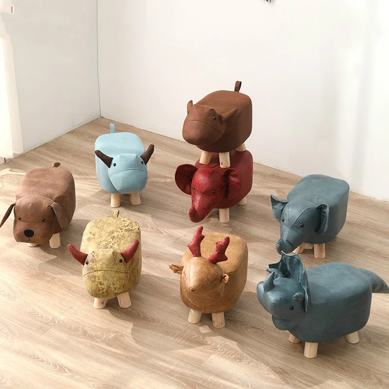 Creative cartoon animal shoes low stool home solid wood small bench baby sofa change shoe bench kid chair baby furniture CL10291