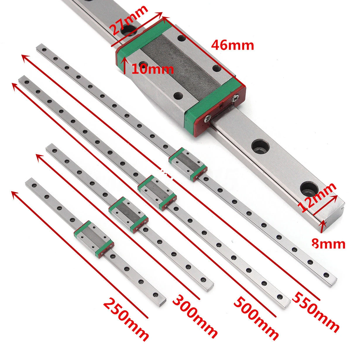 

250mm/350mm/400mm/450mm/500mm/550mm Length Miniature Guide Linear Slider With Steel Ball Holder/Retainer