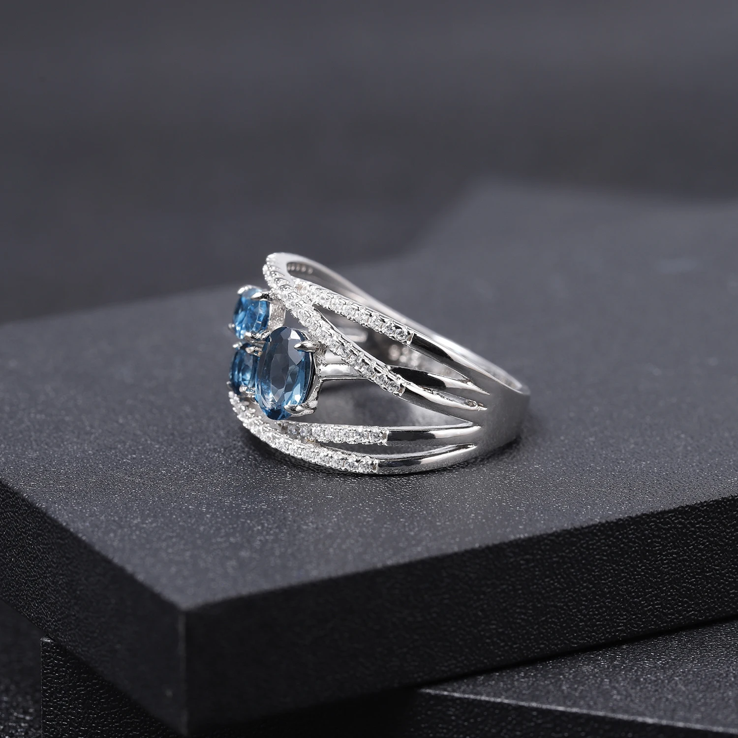 GEM'S BALLET, классика, 1.83Ct, натуральный Лондон, голубой топаз, кольца, 925 пробы, серебро, драгоценный камень, палец, кольцо для женщин, хорошее ювелирное изделие
