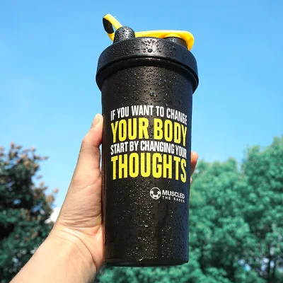 600ML 600 мл Спортивная бутылка для воды BPA Free Tritan пластиковая чашка для воды протеиновый шейкер портативный герметичный Открытый путешествия бутылки - Цвет: 600ML