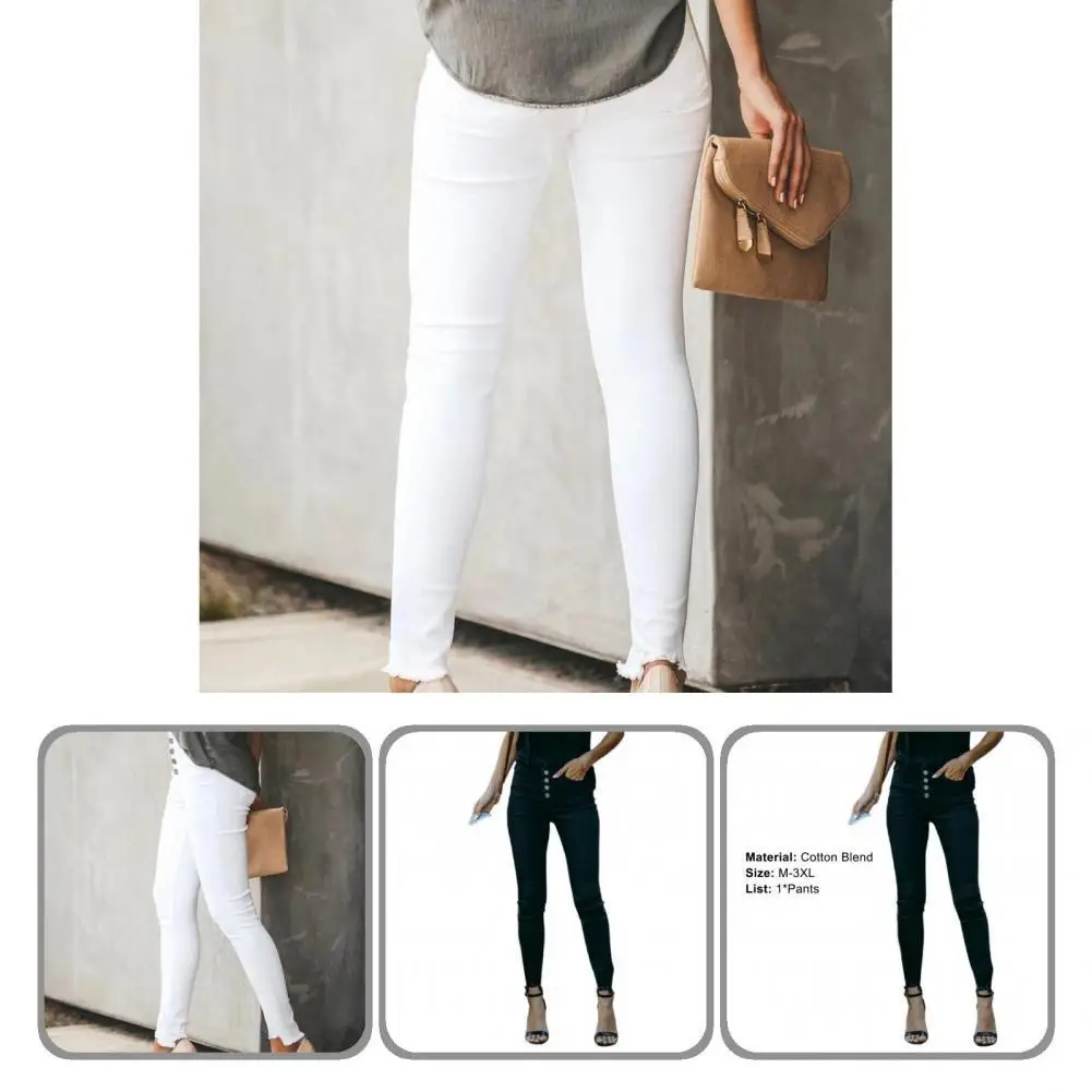 

All-matched Breathable Breasted Buttons Lady Skinny Trousers for Work