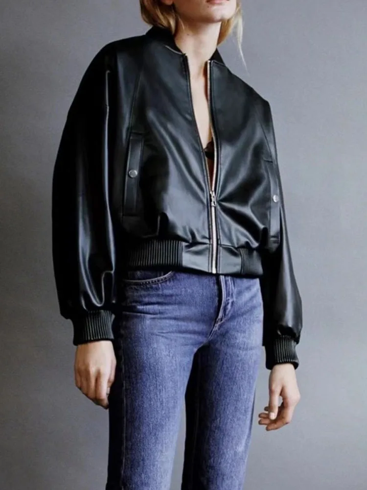 Женская мотоциклетная куртка-бомбер универсальная куртка из искусственной кожи
