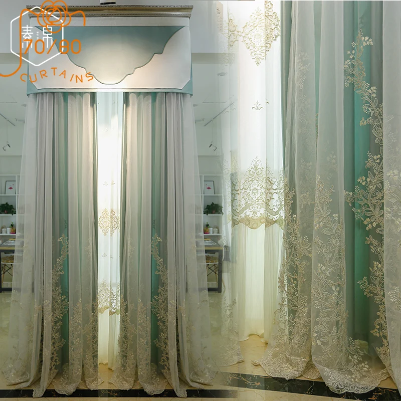 Romantic Girl Room Princess Style Light Luxury Lace Double Blackout Curtains for Bedroom Living Room Finished Product