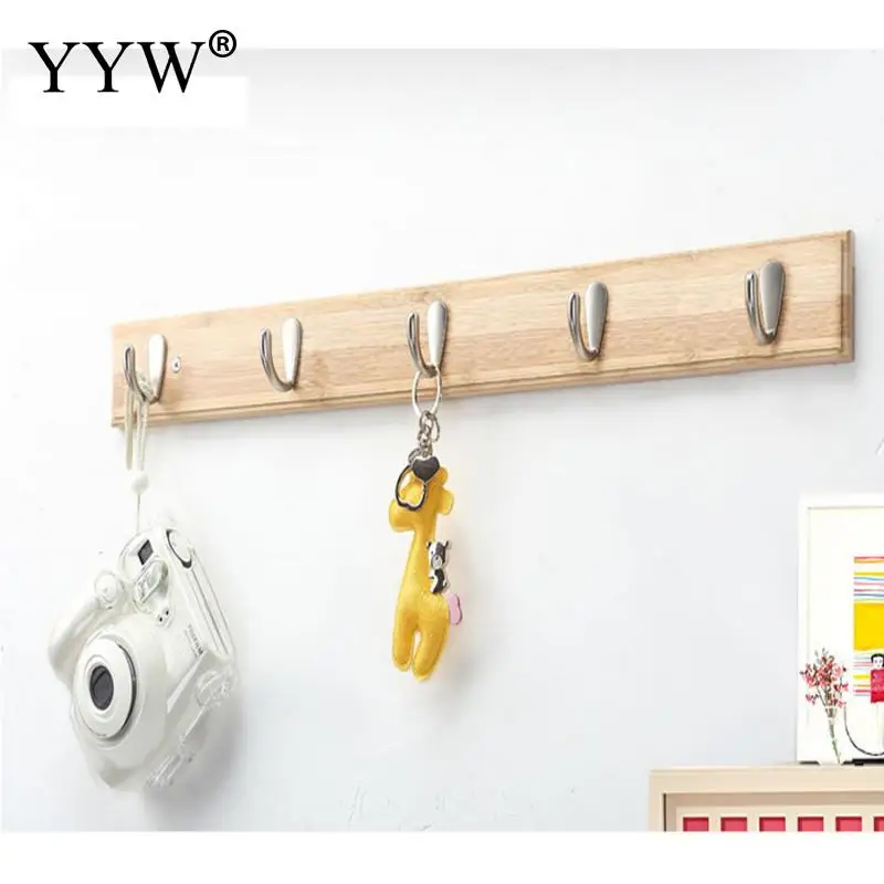 Настенный бамбуковый крючок для пальто Бамбуковая деревянная полка прихожей