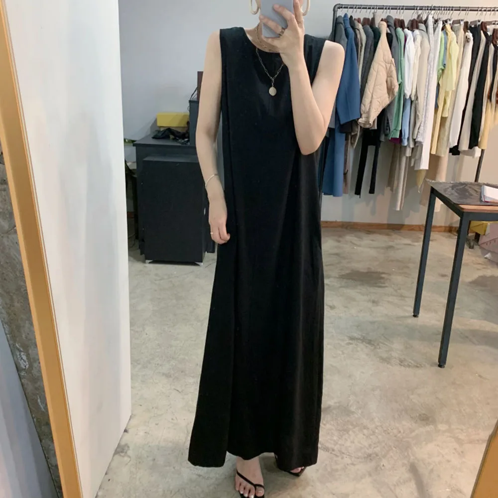 

Women Dress Summer Sleeveless Maxi Length Ladies Fashion Casual Plain A-line Oversize Pullover Casual Dresses Woman Clothing