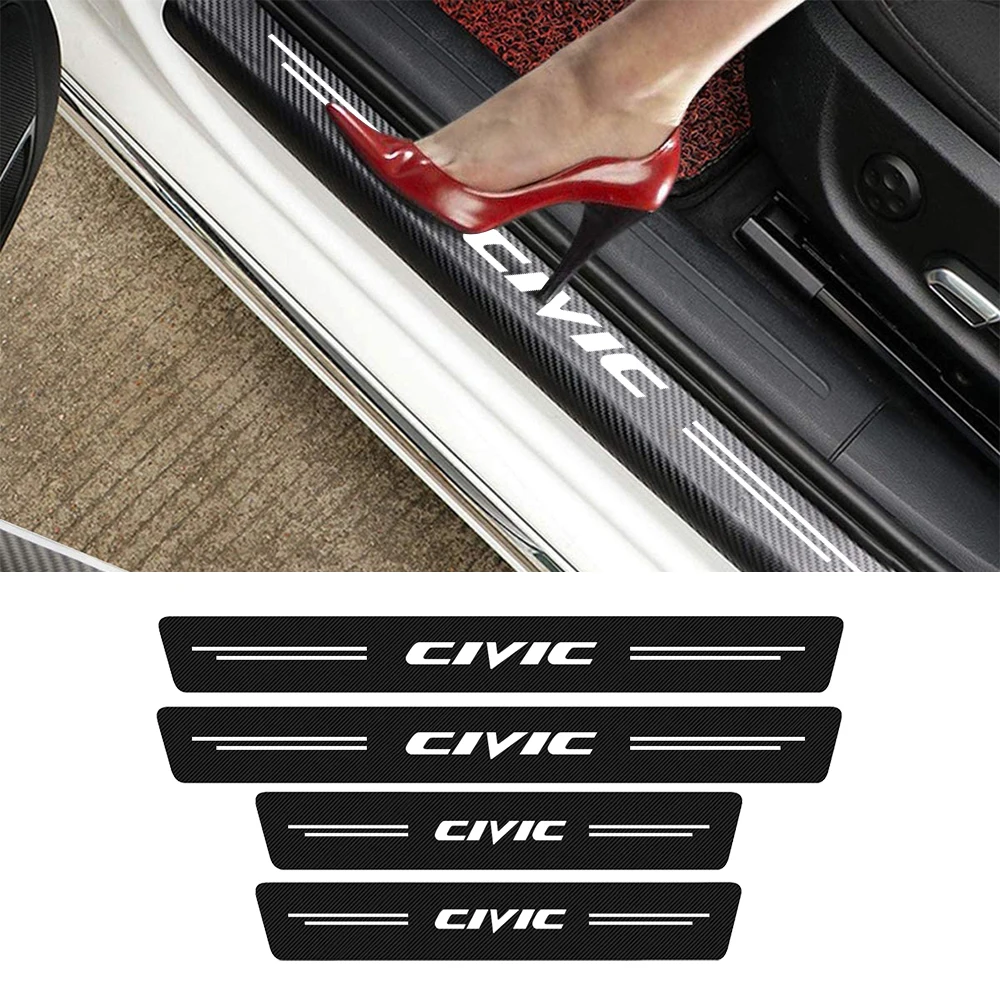 4 шт. автомобильные наклейки на порог двери для Honda Civic 7 8 9 10 2020 2019 2018 2017 - 2001 |