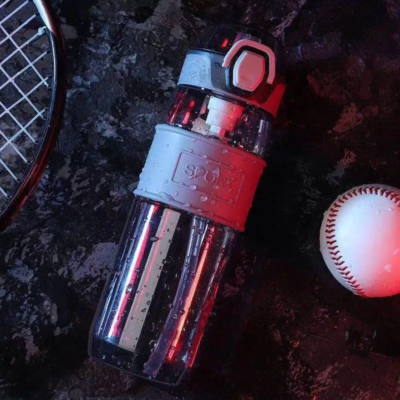 

Sports Cup Men's fitness kettle straw cup large capacity anti falling bottle plastic cup adult Korean portable cup