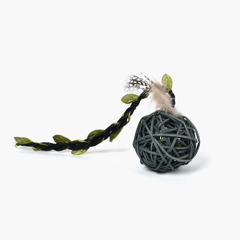 1PC Rattan Cat Interactive Toy With Bell Pet Chew Puppy Teething Sound Anti-Biting Kitten Ball Supplies | Дом и сад