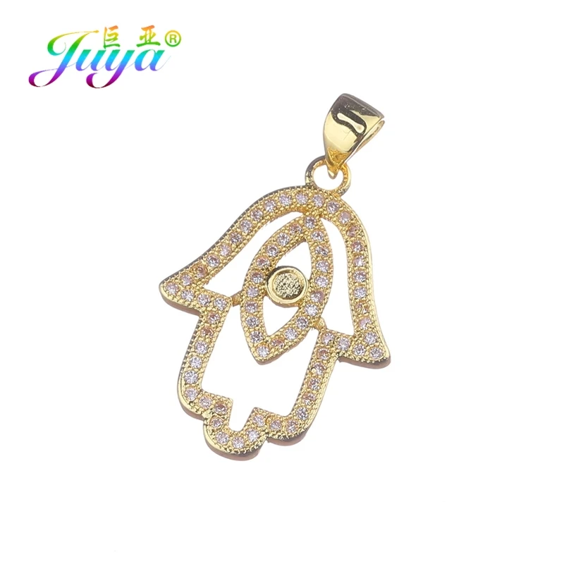 Gold Juya DIY турецкие ювелирные изделия фурнитура золото/серебро/розовое золото Хамса рука подвеска Фатима подвески для браслета ожерелье серьги изготовление - Окраска металла: Gold