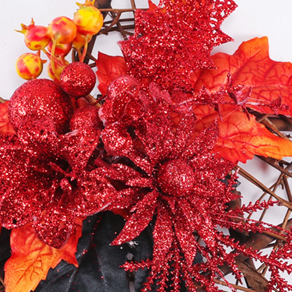 

Halloween Harvest Day Pentagram Rattan Pumpkin Berry Pendant Decorations Home Wall Hanging Decor For Thanksgiving Hotel Stage