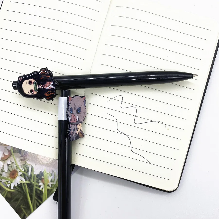 Anime Demon Slayer Kimetsu no Yaiba Ballpens Plastic Kamado Tanjirou Cosplay Black Pens Office School Tools Accessories