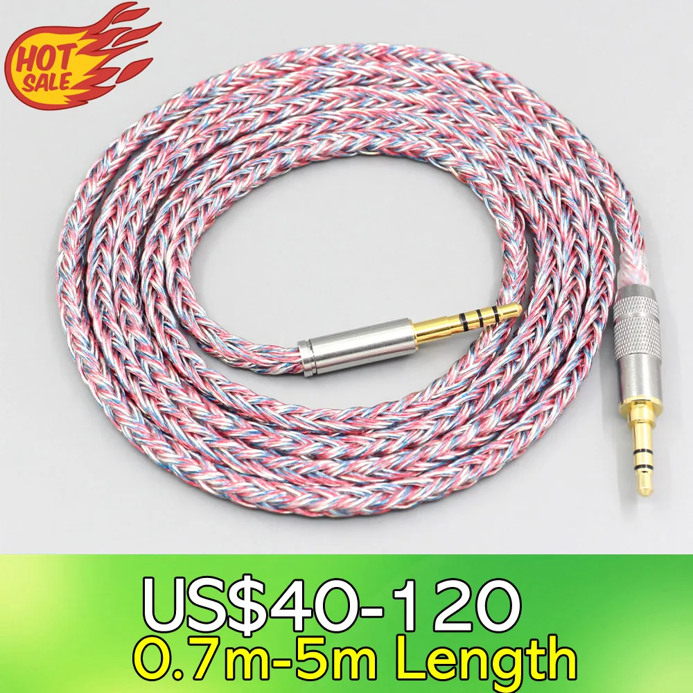 

LN007597 16 Core Silver OCC OFC Mixed Braided Cable For Fostex T60RP T20RP T40RPmkII T50RP