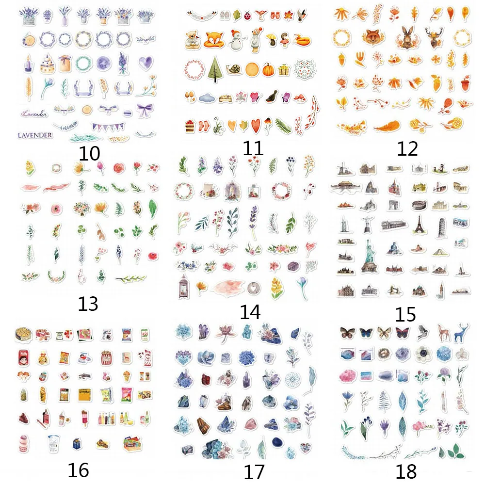 40 шт./упак. милые наклейки с животными/растениями/морем/небом бумажные для детей