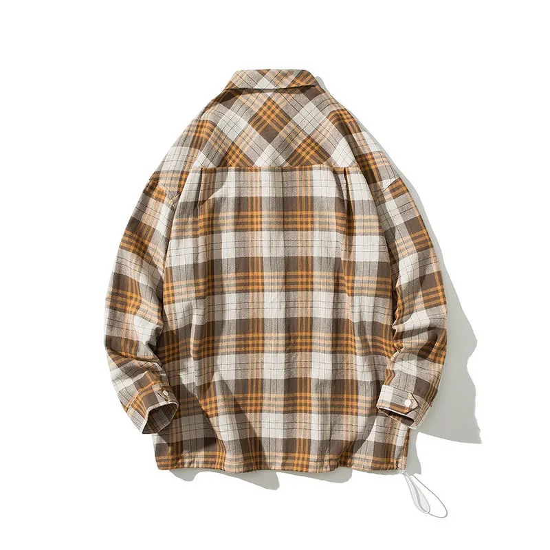 Мужская рубашка в клетку модная Осенняя с длинными рукавами Повседневная на