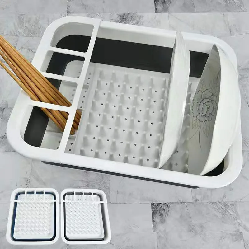 Foldable Dish Rack Camper Car Portable Bowl TPR Sink Design For RV Caravan Boats Tableware New |