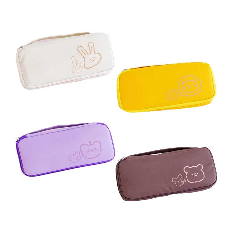 

Portable Pencil Case with Handle Hidden Pocket Pen Slots for student Girl Women