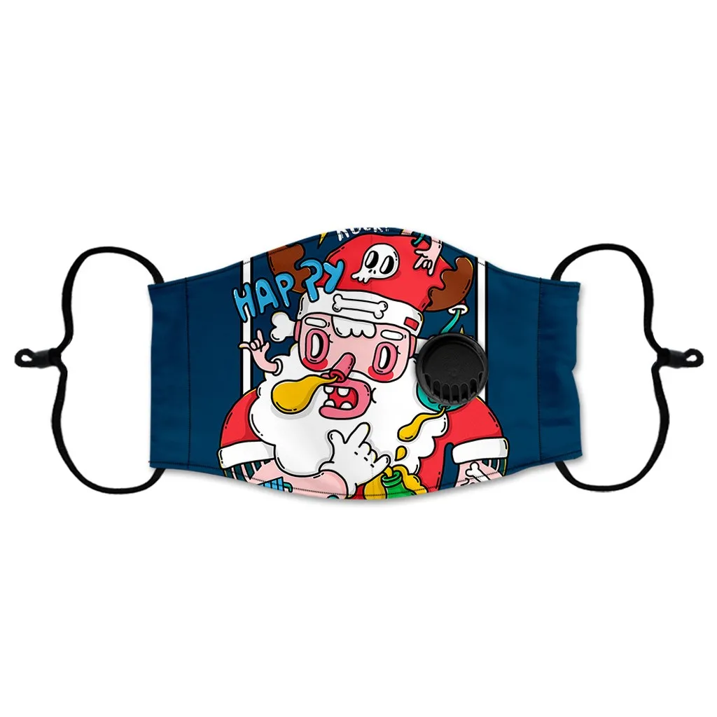 Маски с принтом Санта Клауса унисекс моющиеся и многоразовые теплые