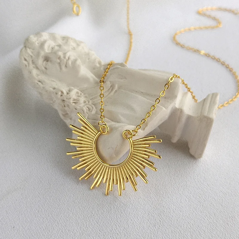 

RAINBOW HOOP Simple Trend Design 100% 925 Sterling Silver Gold Color Collarbone chain Women Pendant Necklaces Fine Jewelry