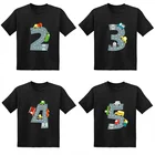 Веселая футболка с разными машинами для мальчиков, милые детские футболки на день рождения, черная одежда для маленьких девочек, детский подарок