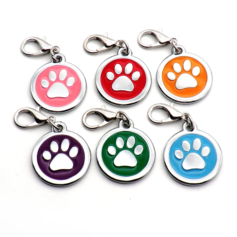 Paw 100 шт., на заказ, выгравированные бирки для собак, кошек, собак, ID, Paw Bone, именная бирка, персонализированная для имени собаки, пустая табличка, бирка - Цвет: Paw